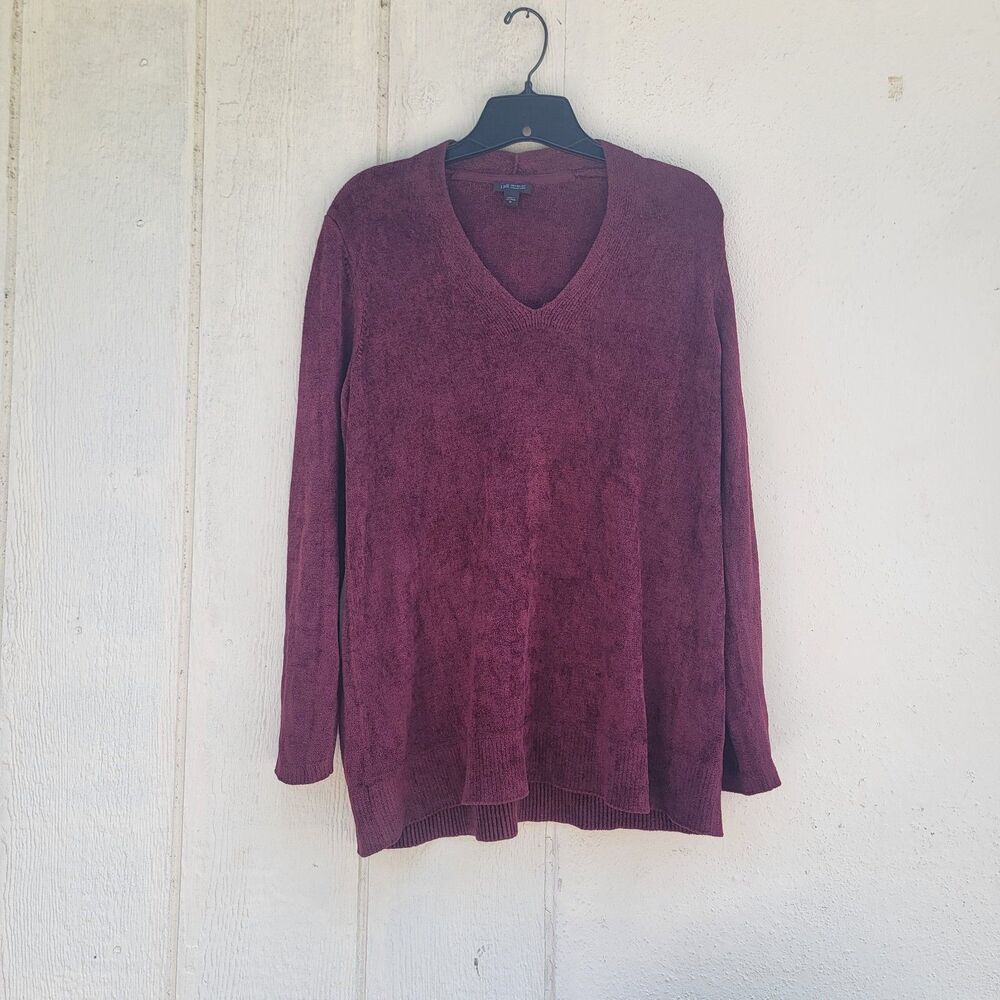 J Jill Wearever Collection Burgundy Vneck Pullover Sweater Wmns Sz M  Soft Cozy